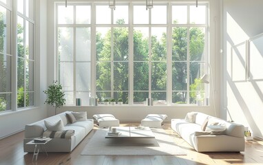 Embrace the Radiance of a Sleek and Sunlit Living Space,Luxuriate in the Sunlight Streaming Through a Stylish Apartment Generative Ai