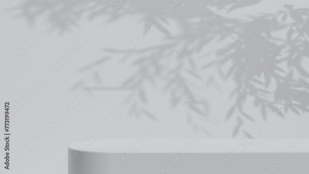 Poster minimal abstract luxury white podiums block for product presentation with empty stage, sunshade shad
