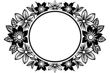 round-frame-with-flowers-for-the-design vector illustration 