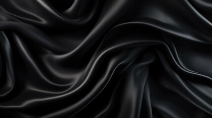 Black silk satin fabric abstract background - obrazy, fototapety, plakaty