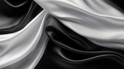 Black white silk satin fabric abstract background - obrazy, fototapety, plakaty