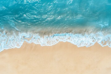 Fototapeta na wymiar Aqua fluid crashing onto sandy beach in wind wave pattern. Generative AI
