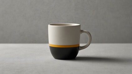 A minimalist porcelain espresso cup with a single, bold color block against a stark white background Generative AI