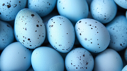 Zbliżenie na błękitne jajka ozdobnych ptaków - obrazy, fototapety, plakaty