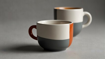 A minimalist porcelain espresso cup with a single, bold color block against a stark white background Generative AI
