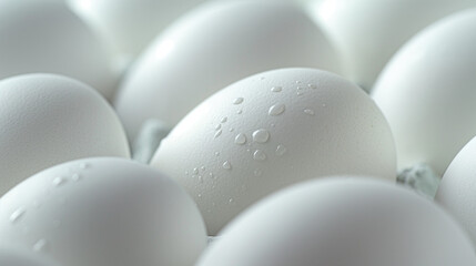 Zbliżenie na rzędy kurzych jajek