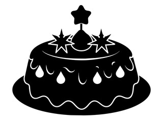 christmas cake single silhouette vector art drawing and tattoo design