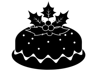 christmas cake single silhouette vector art drawing and tattoo design