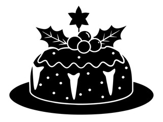 christmas cake single silhouette vector art drawing and tattoo design