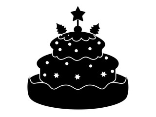 christmas cake single silhouette vector art drawing and tattoo design
