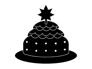 christmas cake single silhouette vector art drawing and tattoo design