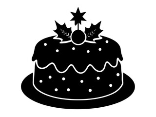 christmas cake single silhouette vector art drawing and tattoo design