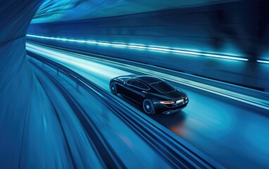Racing Through a Curve, High-Speed Blue Business Car ,Swift Blue Business Car Maneuvering Through a Turn Generative Ai