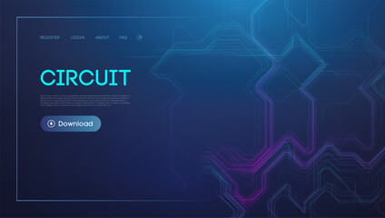 Neon Circuit Board Design on Dark Background for Technology Concept