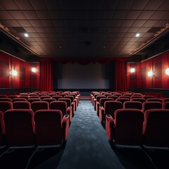 illustration of An empty cinema theater room photorealistic wide sho, Generative ai