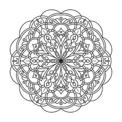 Mandala for adult coloring page .Coloring book page rounded mandala