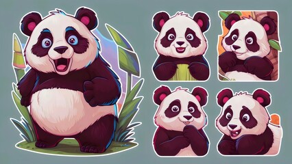 cute set of panda stickers