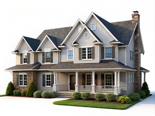 House isolated on white. Real estate concept. 3d