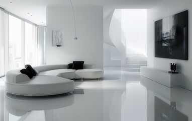 Revealing the Sophistication of a Minimalist Living Space, Highlighting the Grace of a Simple Living Room Design Generative Ai