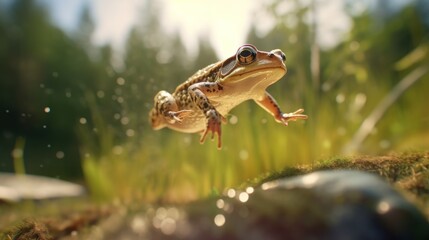 green frog 8k photography, ultra HD - obrazy, fototapety, plakaty