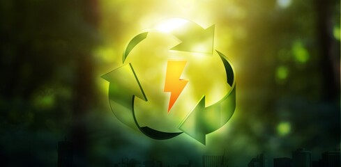 The renewable energy on the green nature background - 773212051