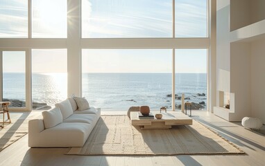 Unveiling the Elegance, A Coastal Sanctuary in Crisp White,Whispers of Coastal Charm, A Retreat Radiating Clean White Vibes Generative Ai