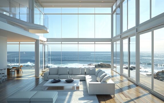 Contemporary Charm, Sleek Design for a Beachfront Home,Embracing Elegance,Contemporary Beach House Styling Generative Ai