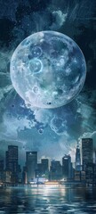 An abstract image depicting a giant bubble over a city skyline, symbolizing the unsustainable growth before an economic bubble bursts - obrazy, fototapety, plakaty