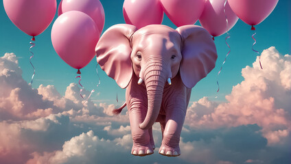 Cute cartoon elephant with balloons design