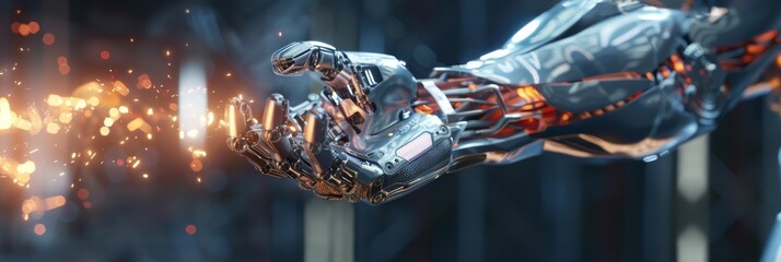 Cyborg performing fluid kung fu sequences, with detailed mechanical joints and traditional Chinese dojo elements, capturing the essence of futuristic combat - obrazy, fototapety, plakaty