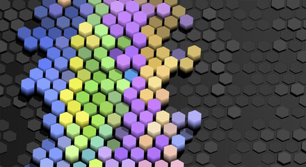 3d abstract background of colorful hexagon pattern.
