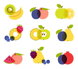 1465_Set of colorful fruit icons - 773217406