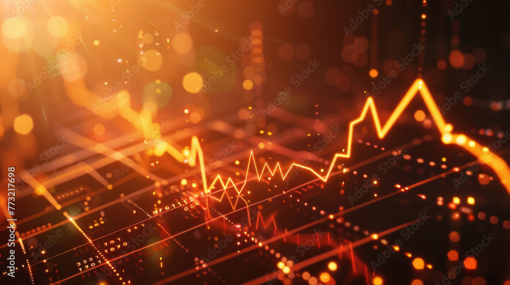 Aufkleber dynamic financial graph on digital screen