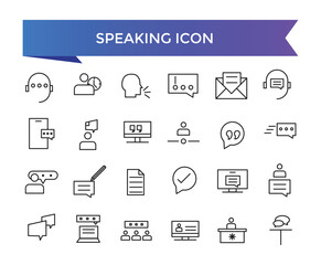 Speaking icon collection. Communication icons collection. discussion, speech bubble, talking, consultation and conversation icon set.