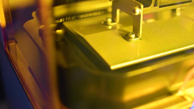 Detail of a 3d resin printer in operation