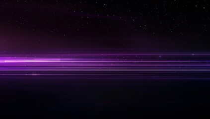 dark purple light effect, horizontal line on black background Generative AI
