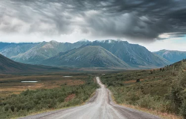 Wandcirkels aluminium Road in tundra © Galyna Andrushko
