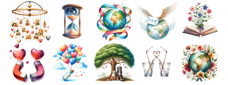 Friendship Day watercolor on white background