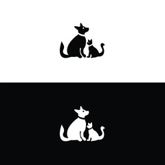 dog and cat illustration logo that looks friendly and cute