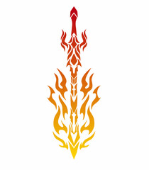 Illustration vector graphics of tribal art design burning fire sword
