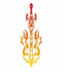 Fotobehang Illustration vector graphics of tribal art design burning fire sword © Ardi