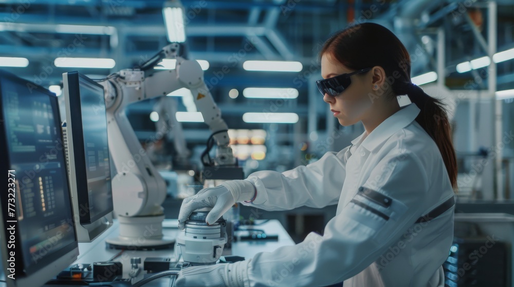 Poster Developing a real-time monitoring system for industrial robot arms in an intelligent factory. Working with automation robot arms machines in an intelligent factory industrial on software for a