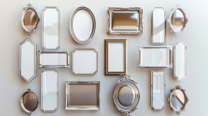 A set of vintage frames highlighted on a white background