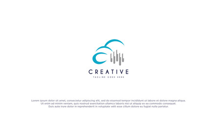 Cloud With Sound wave logo design vector illustration.