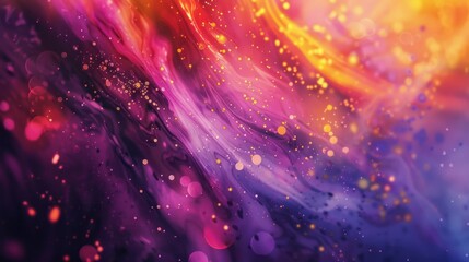 Vibrant abstract background with blending colors and sparkling particles.