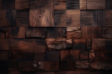 a wall of wood squares