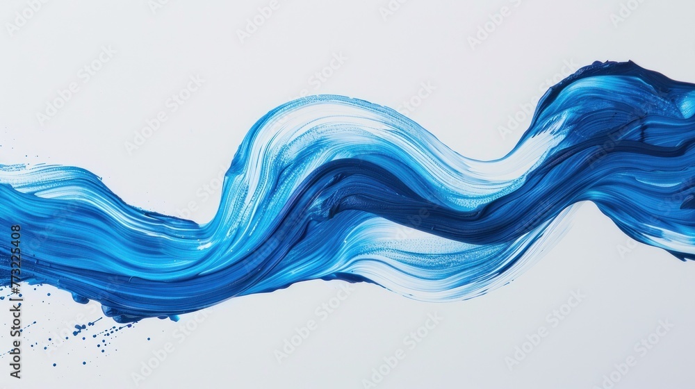 Poster dynamic brush stroke of blue paint creating artistic and vibrant wave pattern on white background. c