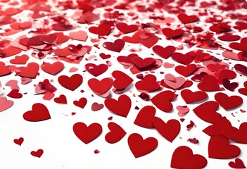 Beautiful red hearts on white Background.