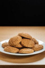 Oatmeal cookies. Fresh sweet pastries for tea. Homemade oatmeal sweets.