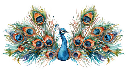 Naklejka premium birds of paradise with beautiful, strikingly colored feathers paint ilustration white background AI Generative